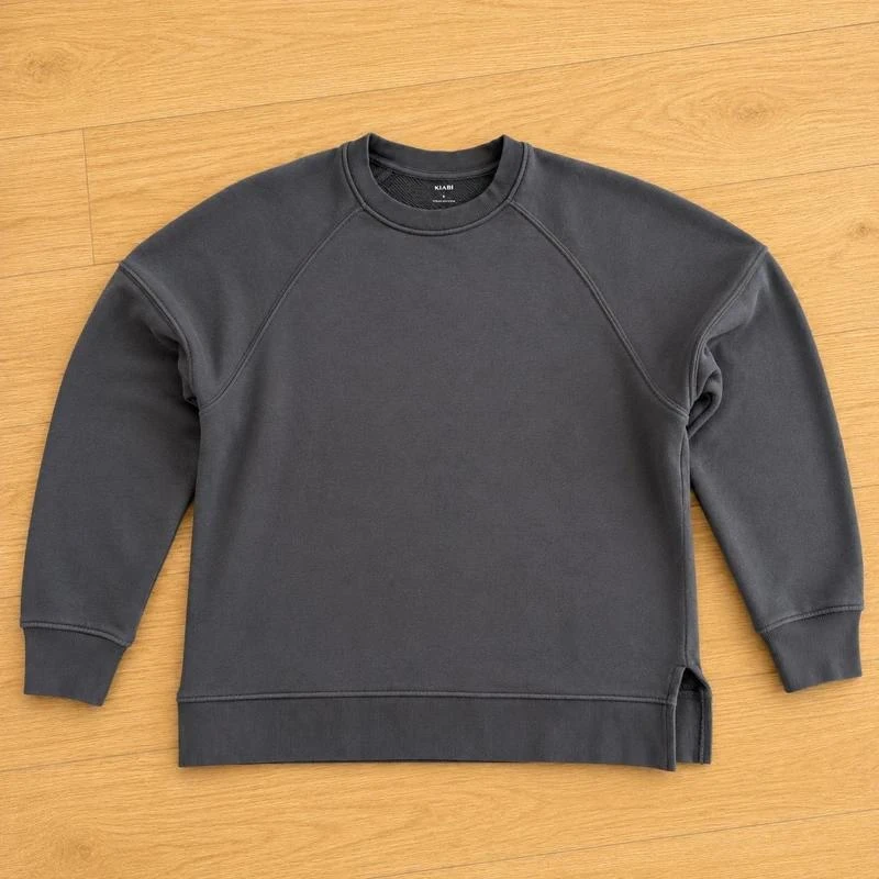 Sweat Kiabi L gris anthracite 100 % coton Regular Fit col rond manches raglan